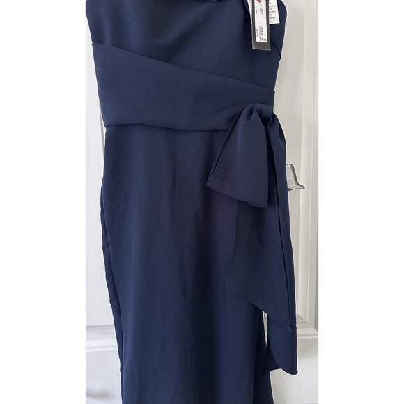 Betsy & Adam Women's Faux-Wrap Strapless Gown Floor-length formal dress Navy 6 - Picture 6 of 11